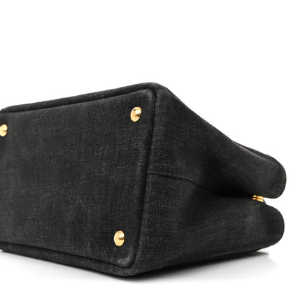 Prada Denim Small Logo Tote Black 10 of 13