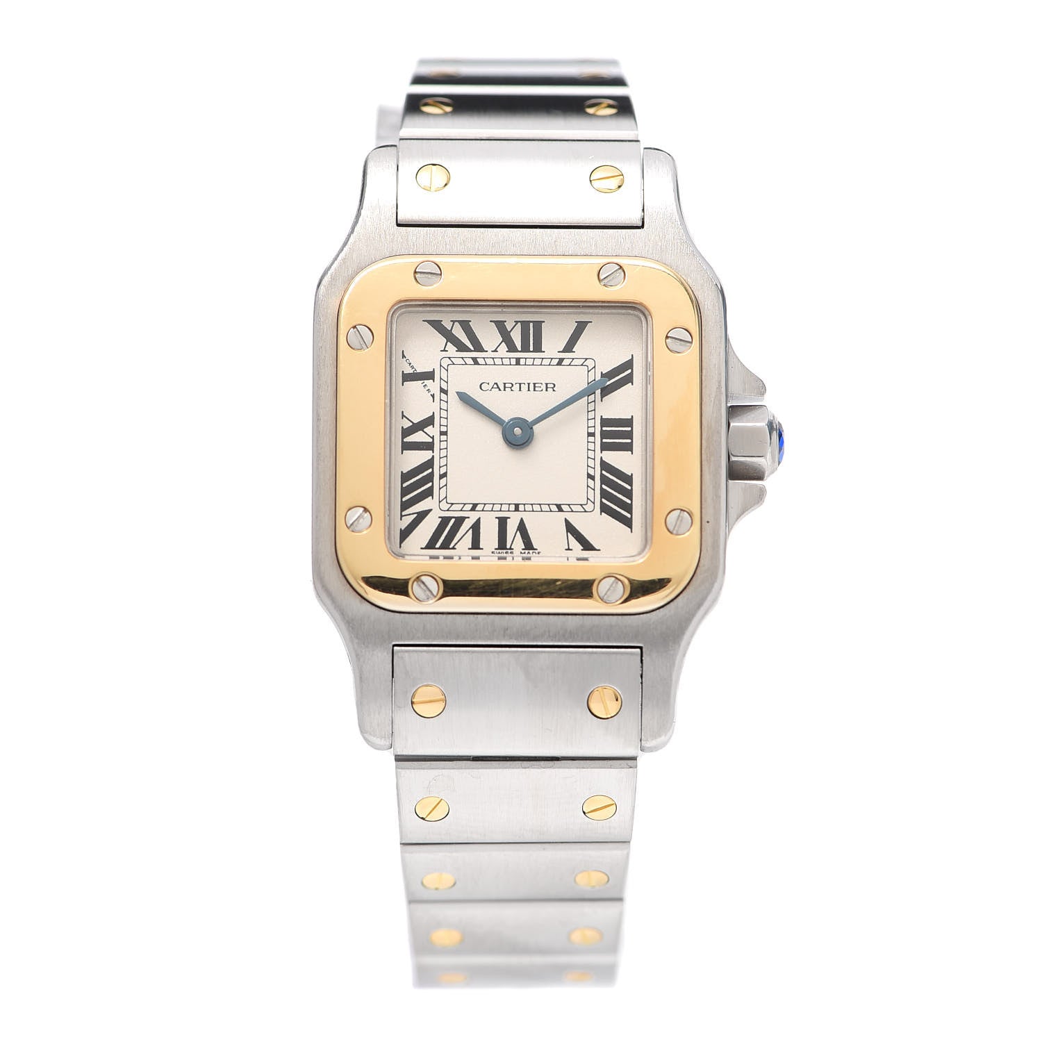 Cartier Stainless Steel 18K Yellow Gold 24mm Santos De Cartier Galbee Quartz Watch 1 of 5