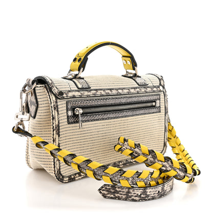 Proenza Schouler Lambskin Snakeskin Canvas Tiny PS1 Satchel Grey Yellow 3 of 10