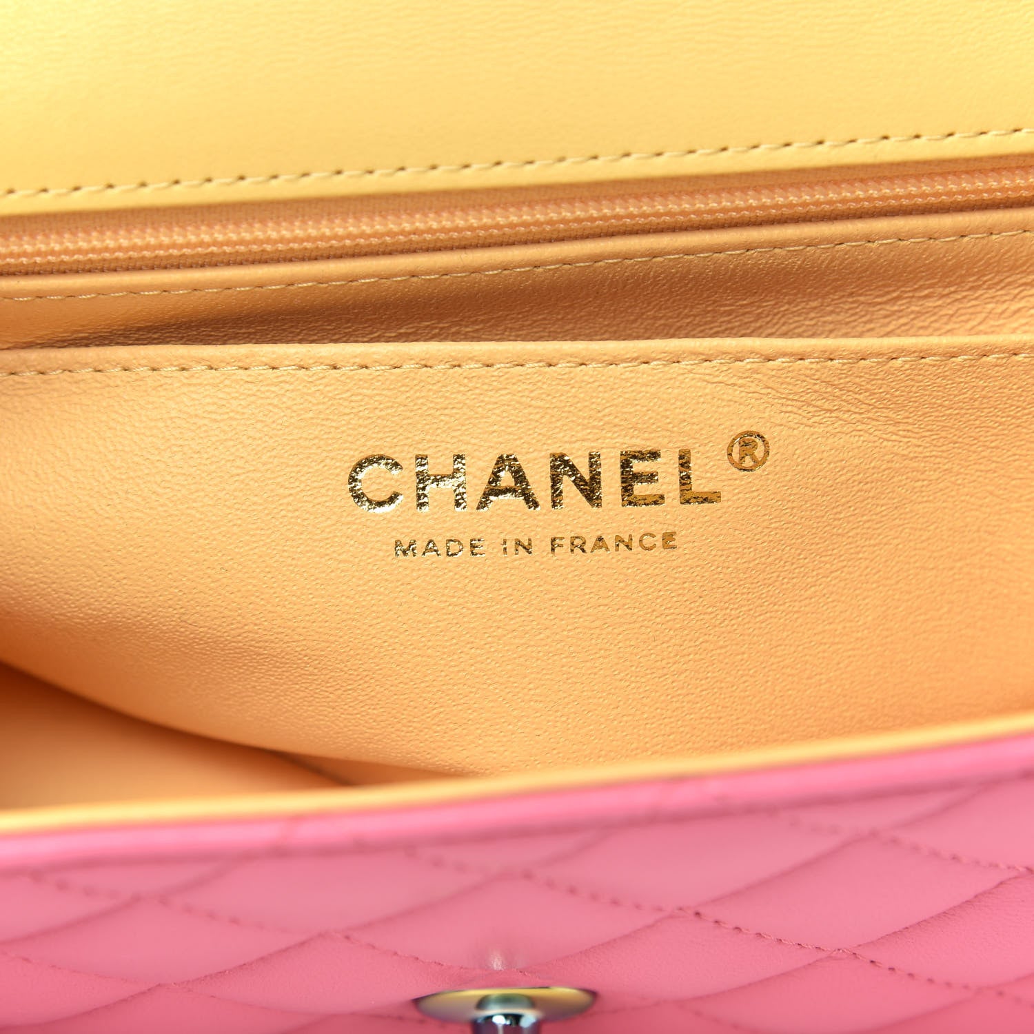 Chanel Lambskin Quilted Mini Rectangular Flap Pink Yellow 6 of 11