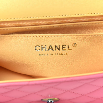 Chanel Lambskin Quilted Mini Rectangular Flap Pink Yellow 6 of 11