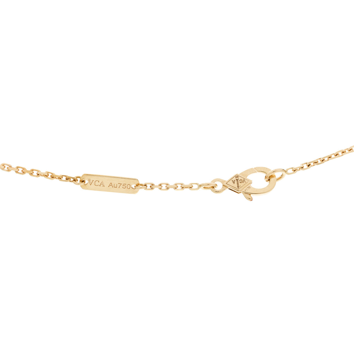 18K Yellow Gold Guilloche Vintage Alhambra Pendant Necklace