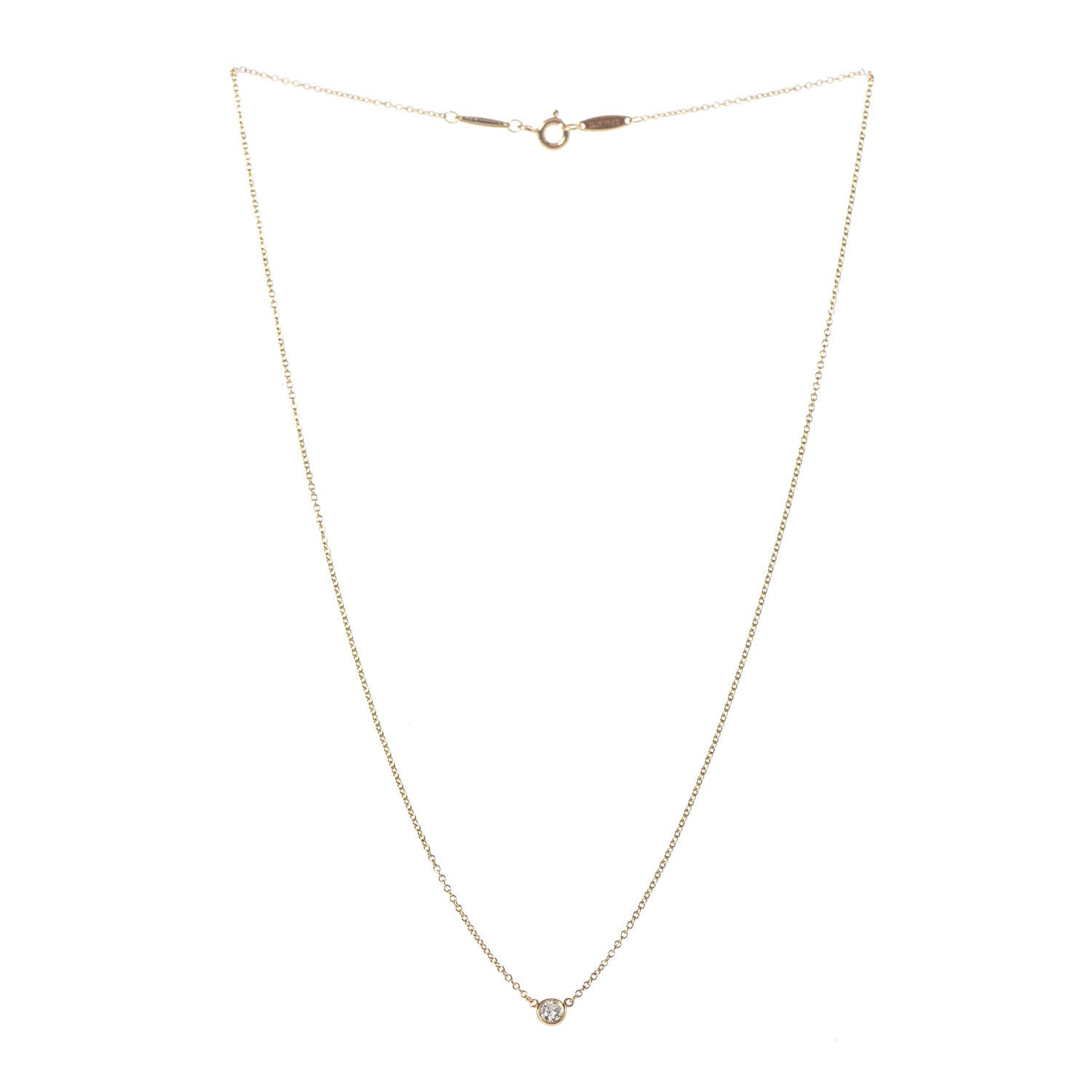 Tiffany 18K Yellow Gold Diamond .14ct Elsa Peretti Diamonds by the Yard Pendant Necklace 3 of 5