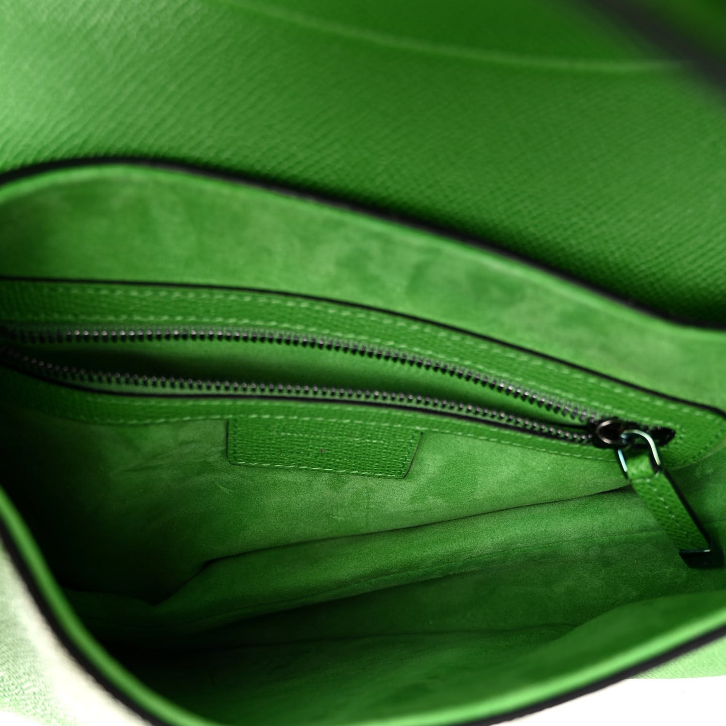 Grained Calfskin Saddle Bag Green