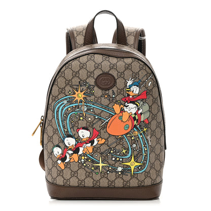 Gucci X DISNEY GG Supreme Monogram Donald Duck Small Interlocking G Dome Backpack Beige Multicolor New Acero 1 of 14