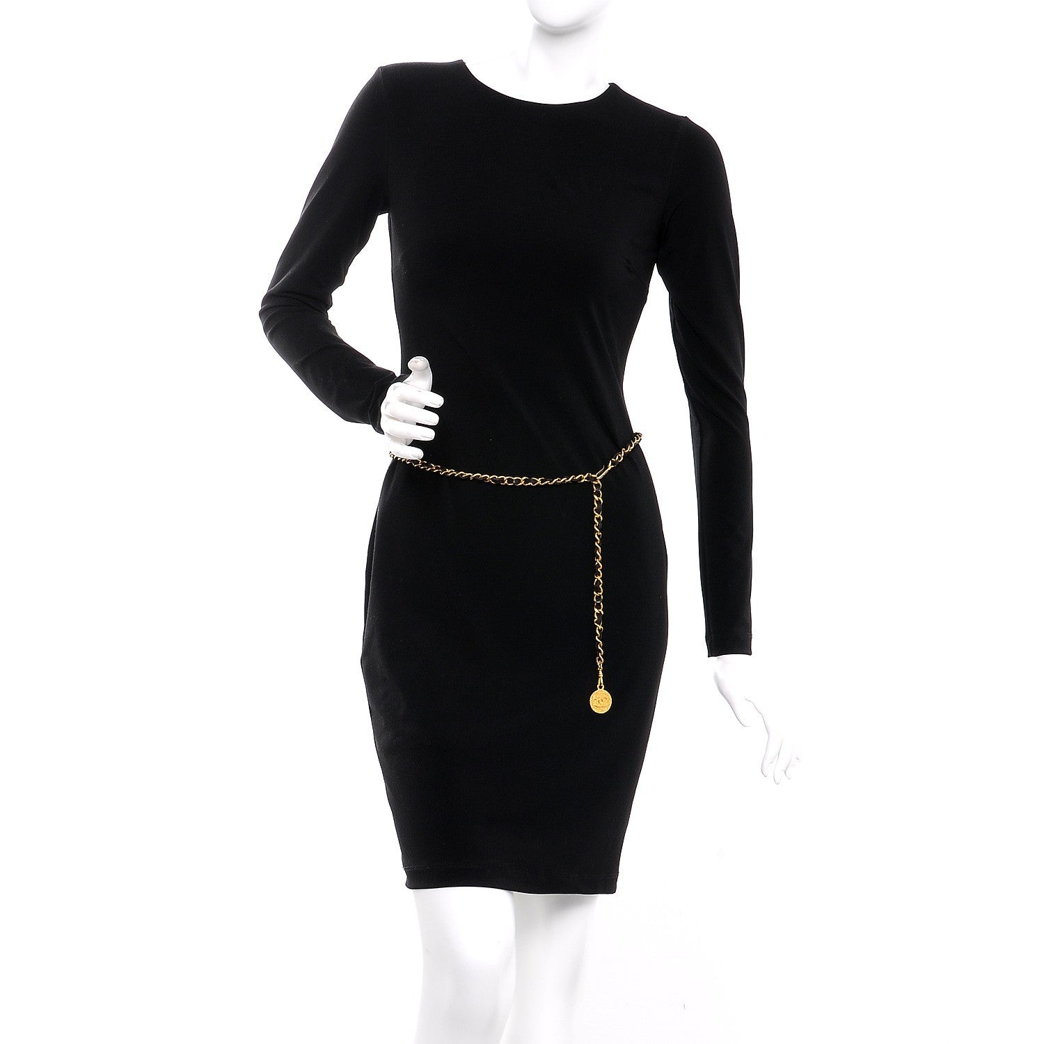 Chanel CHANE Lambskin Chain CC Medallion Belt Black Gold 2 of 7