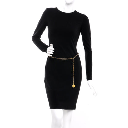 Chanel CHANE Lambskin Chain CC Medallion Belt Black Gold 2 of 7