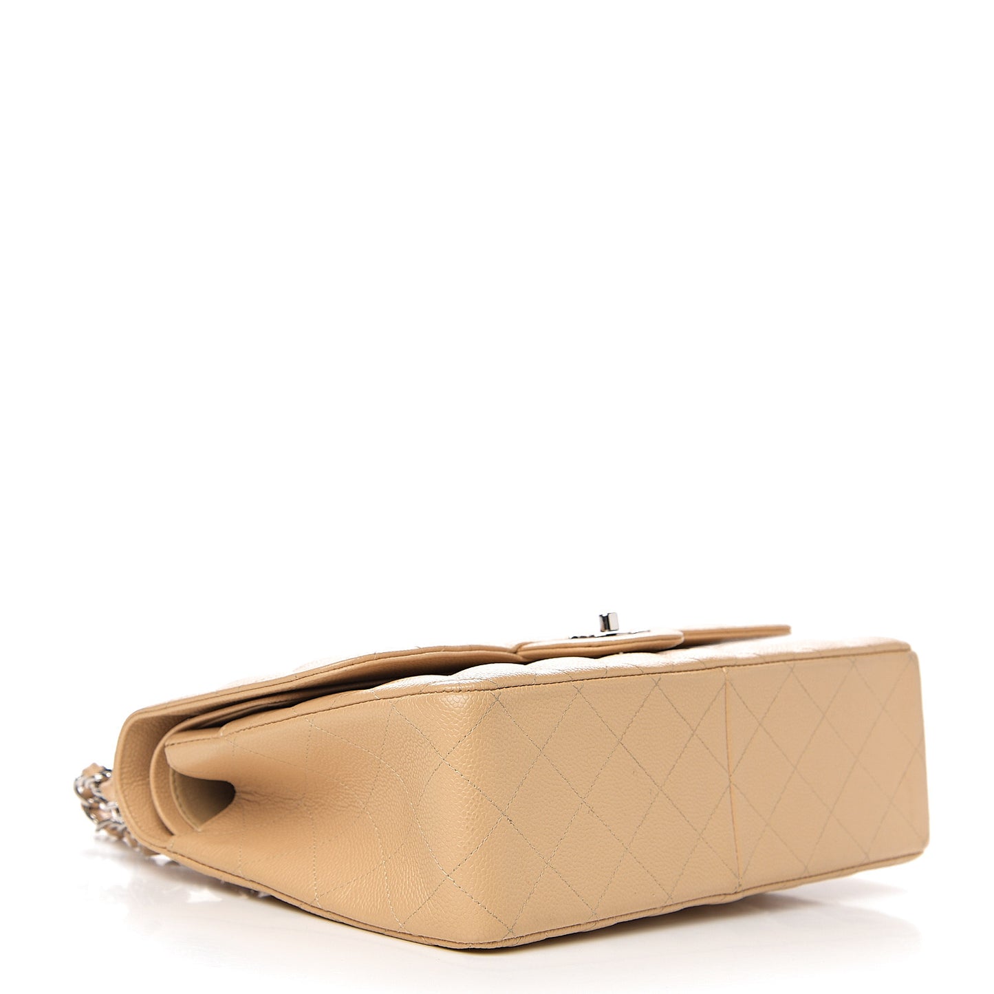 Caviar Quilted Jumbo Double Flap Beige Clair
