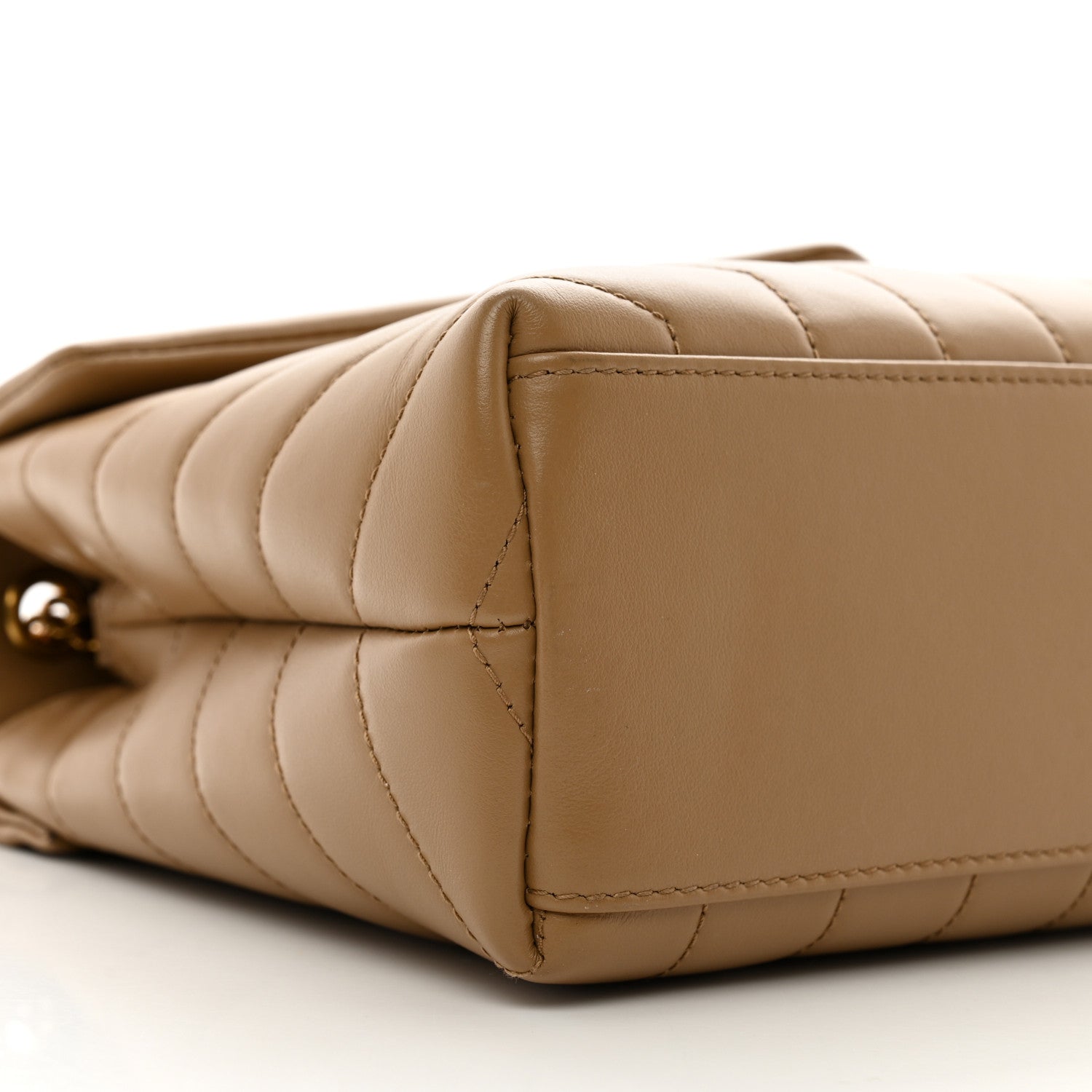 Saint Laurent Calfskin Y Quilted Monogram Small Loulou Chain Satchel Dark Natural 10 of 11