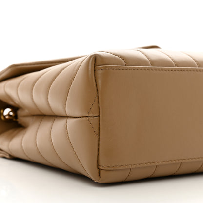 Saint Laurent Calfskin Y Quilted Monogram Small Loulou Chain Satchel Dark Natural 10 of 11