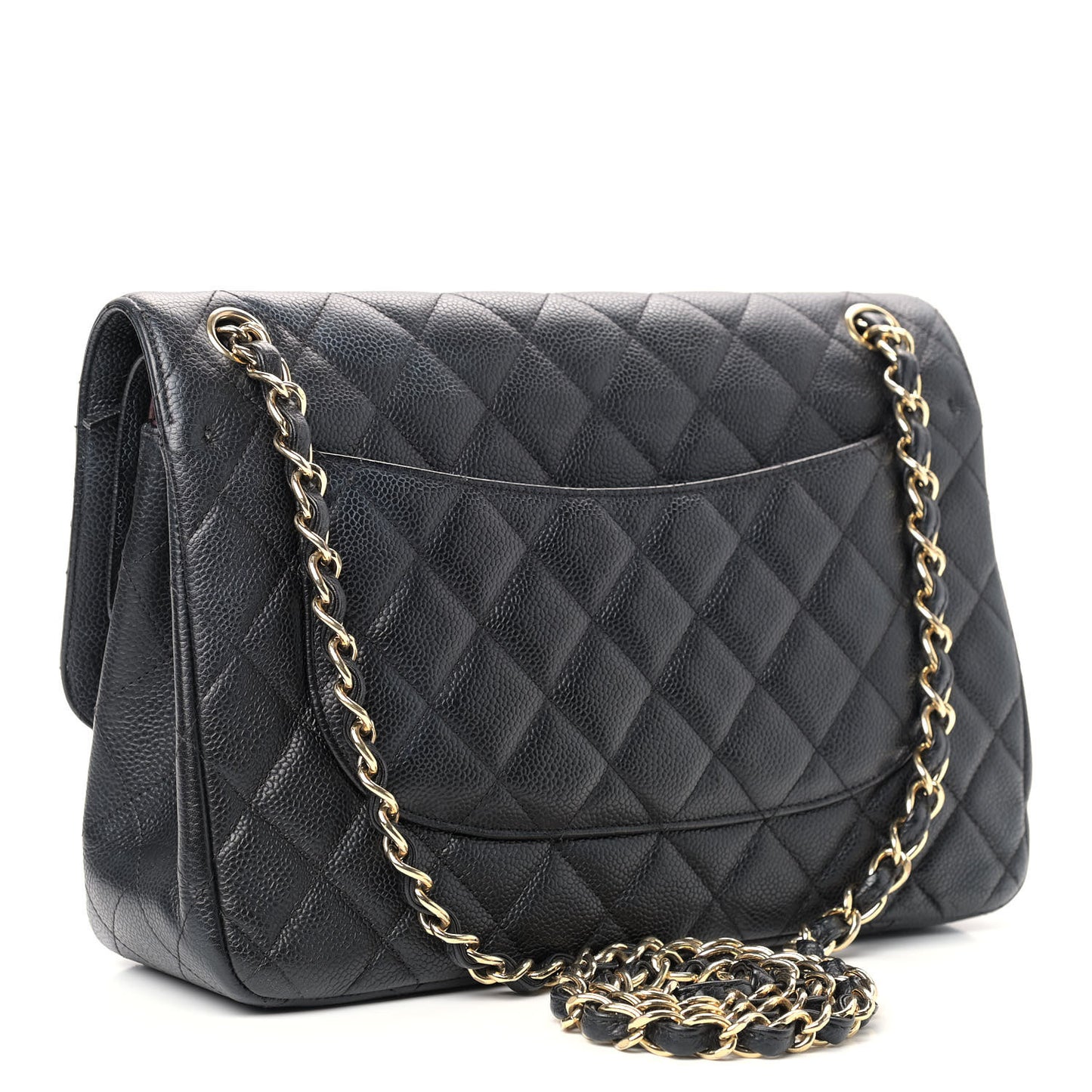Caviar Quilted Jumbo Double Flap Black