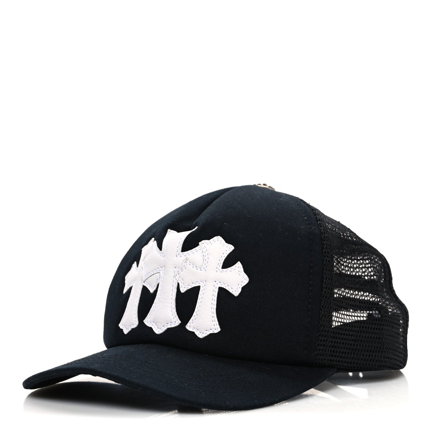 Chrome Hearts Cotton Mesh Triple Cross Cemetery CH Trucker Hat Black White 1 of 8