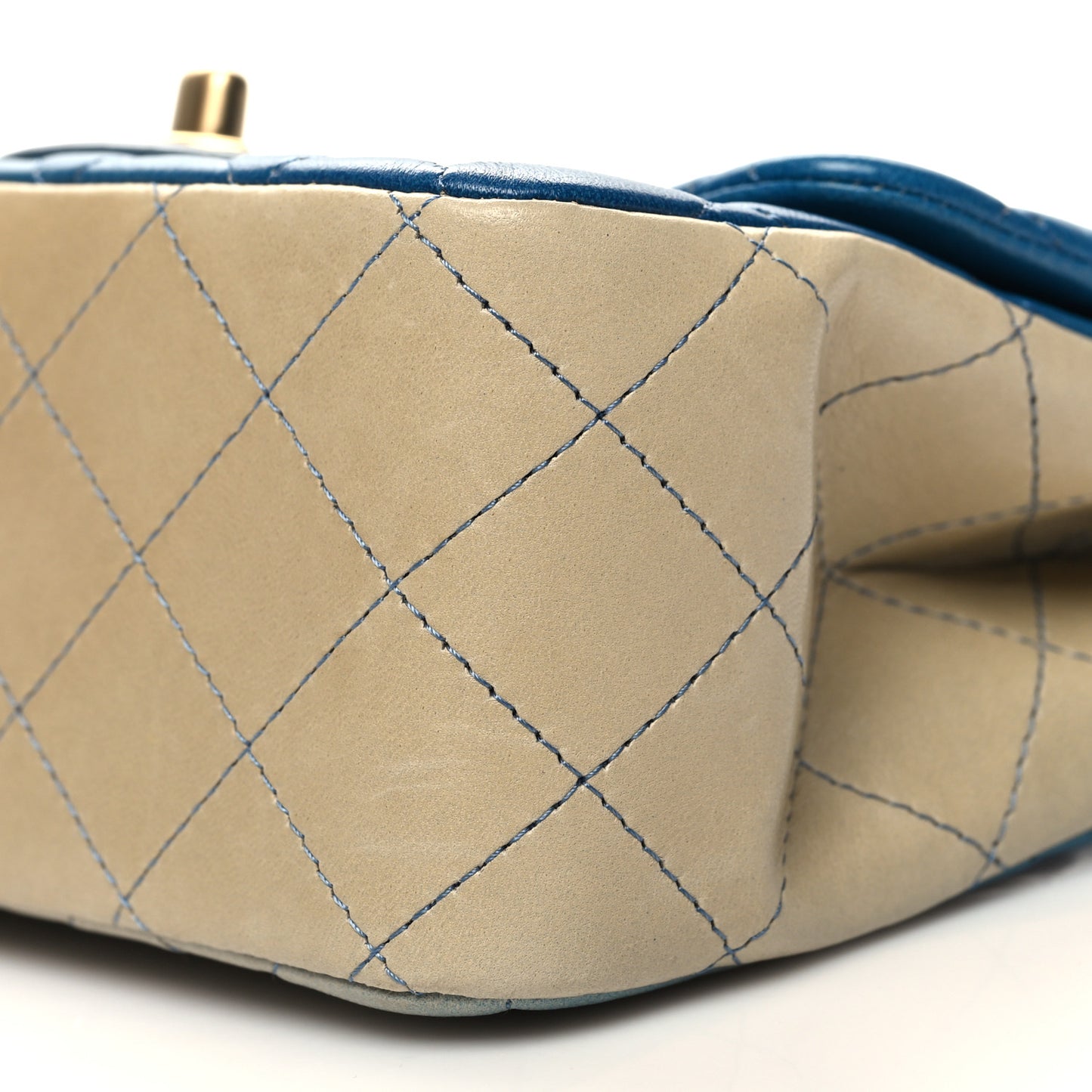 Lambskin Degrade Quilted Mini Square Flap Light Blue