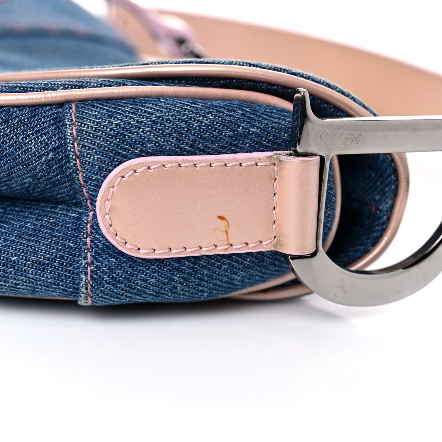 Patent Denim Jeans Saddle Bag Blue Pink