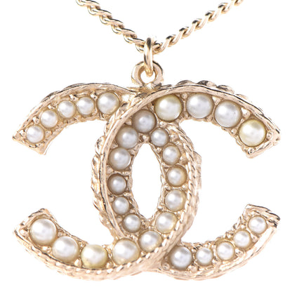 Chanel Pearl CC Pendant Necklace Gold 5 of 6