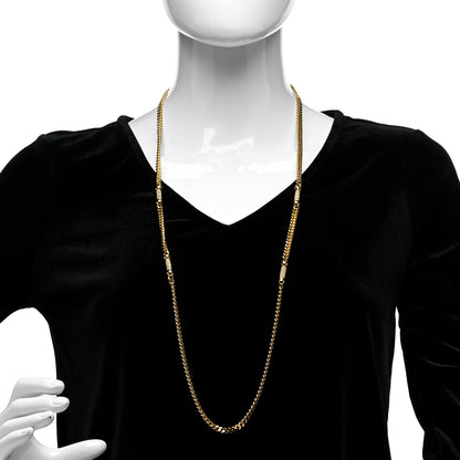 Christian Dior Metal Crystal Chain Long Necklace Gold 2 of 5