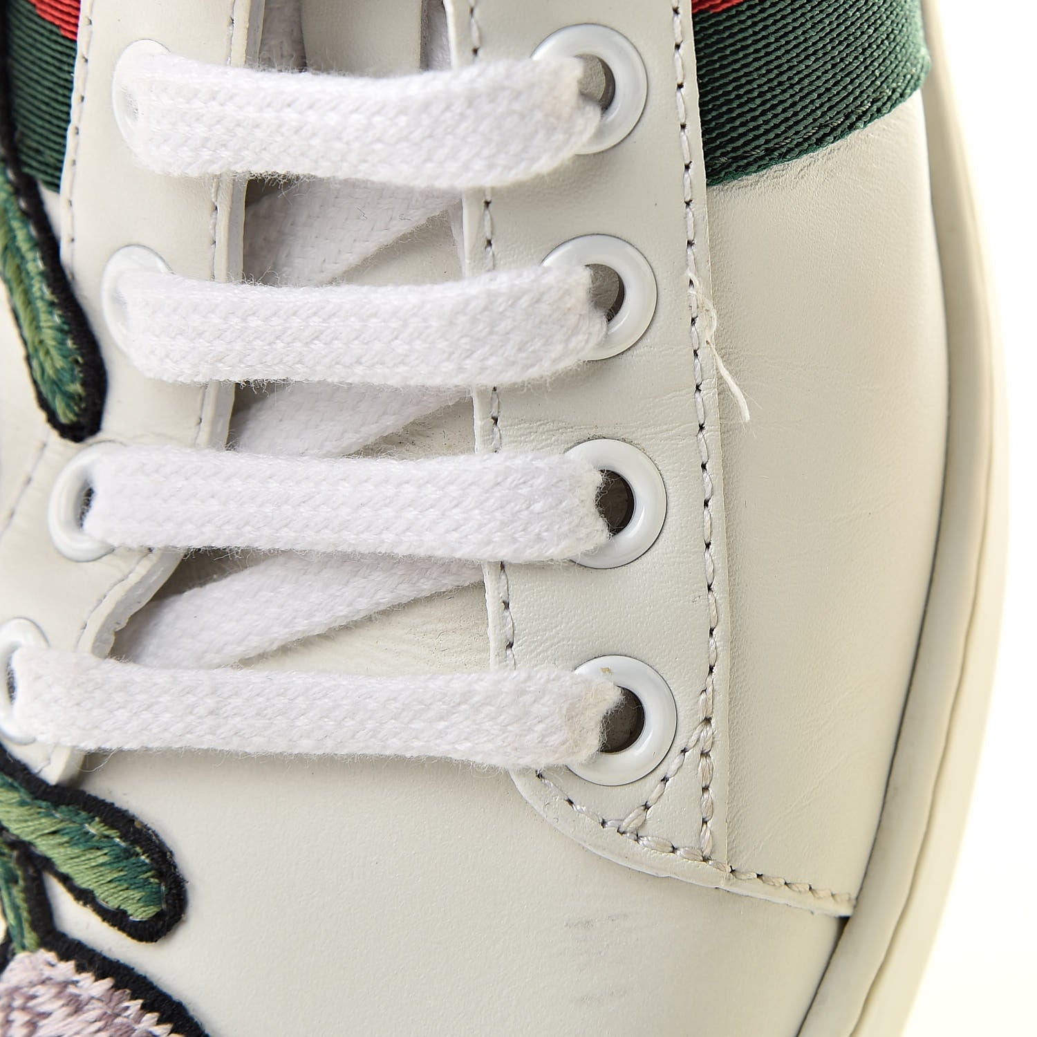 Gucci Calfskin Web Floral Embroidered Womens Ace Sneakers 35.5 White 11 of 11