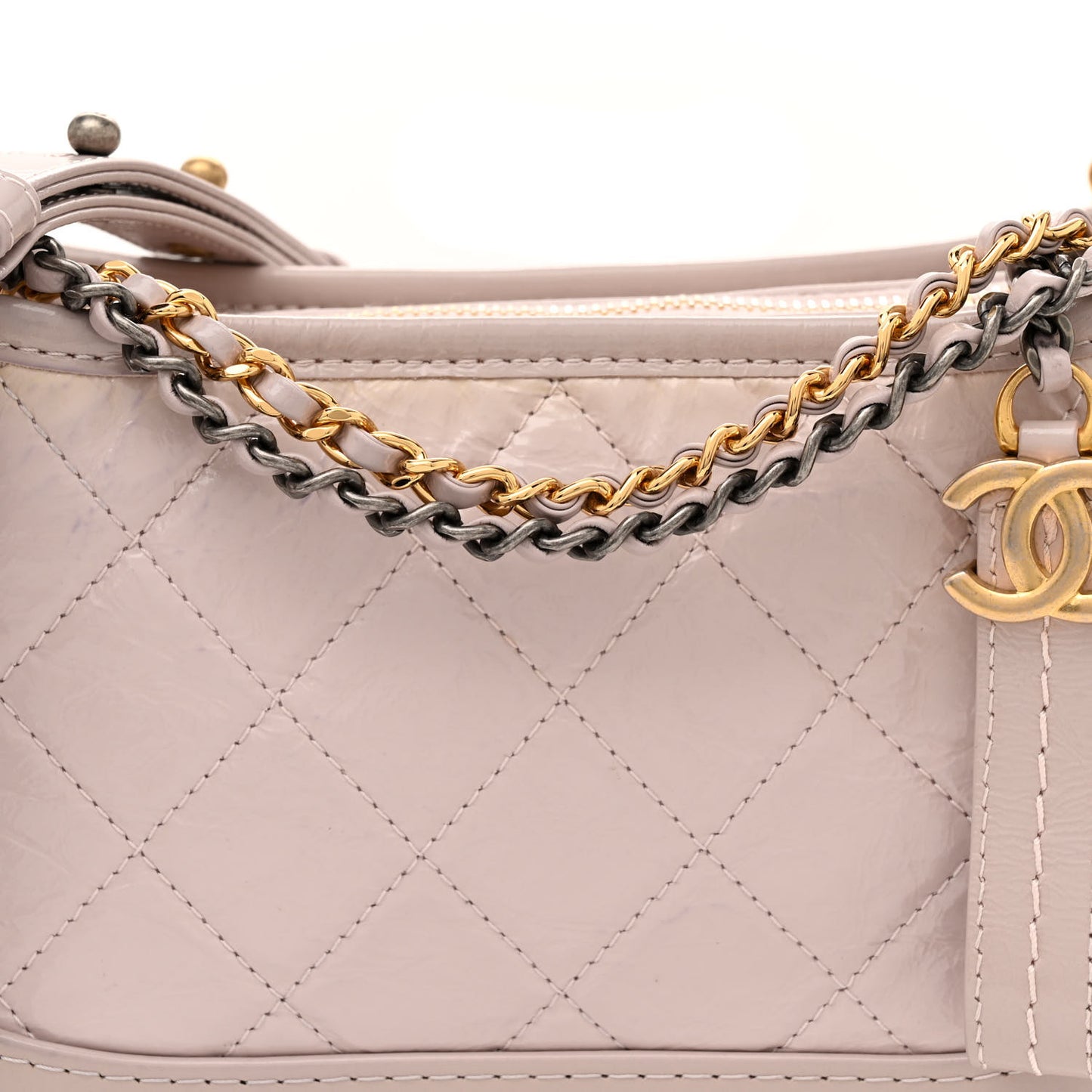 Aged Calfskin Quilted Small Gabrielle Hobo Beige