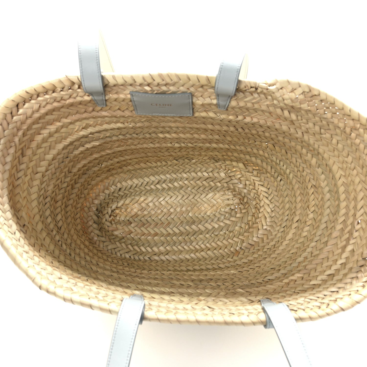 Celine Raffia Calfskin Triomphe Medium Panier Soft Blue 5 of 10