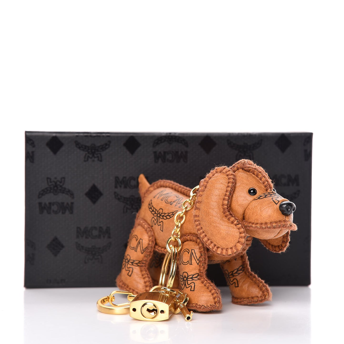 Visetos Dog Key Ring Bag Charm Cognac