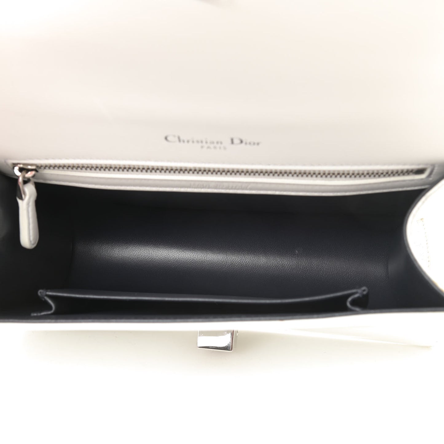 Patent Micro-Cannage Small Diorama Flap Bag White