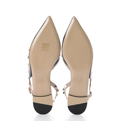 Valentino Garavani Nappa Rockstud Slingback Flats 37.5 Black Poudre 7 of 7