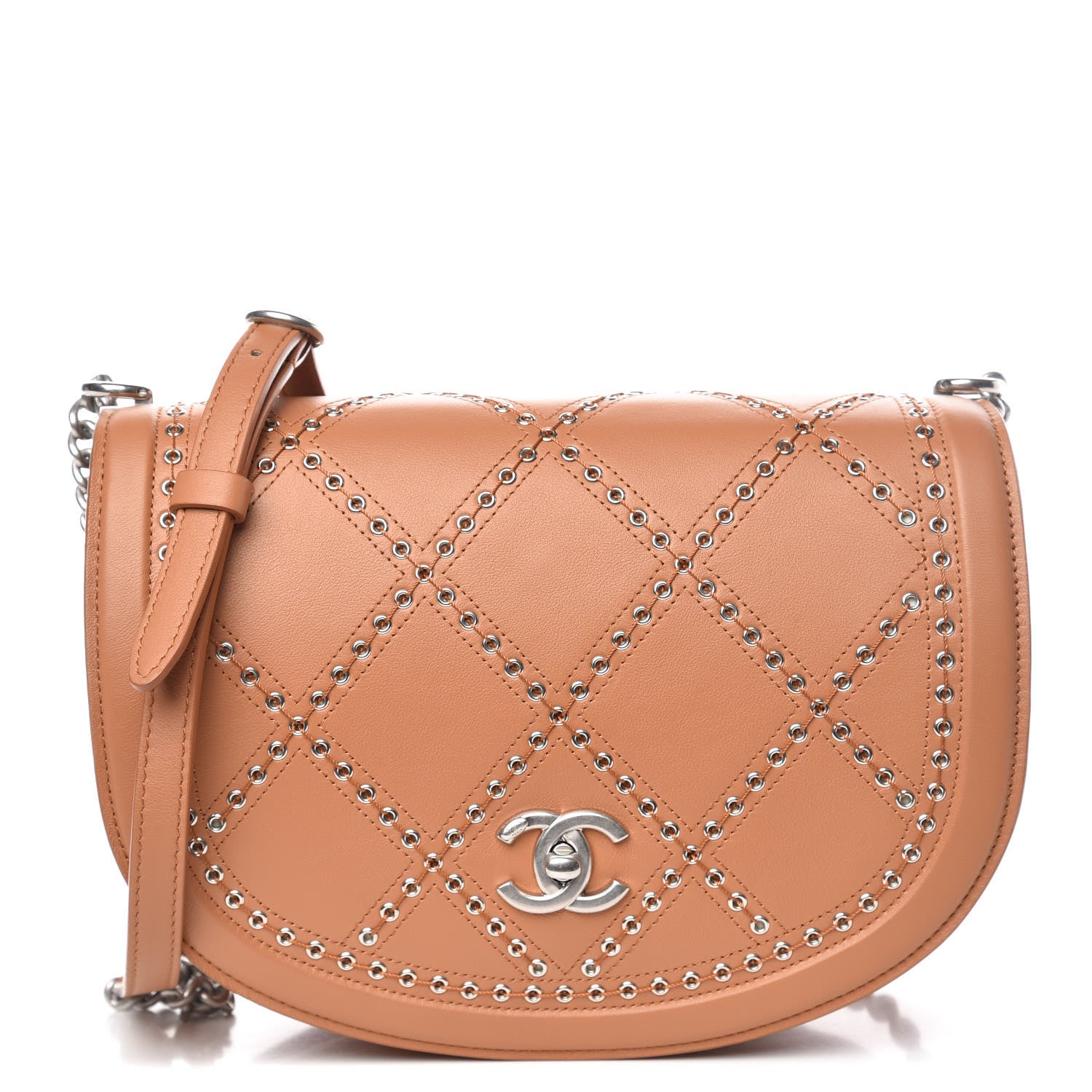 Chanel Calfskin Coco Eyelets Small Flap Bag Camel 1 of 9