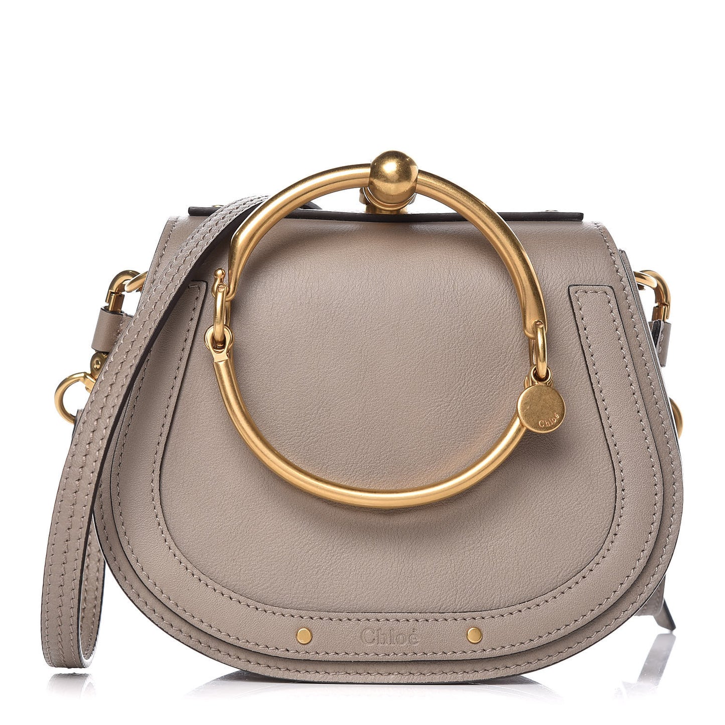 Calfskin Suede Small Nile Bracelet Bag Motty Grey