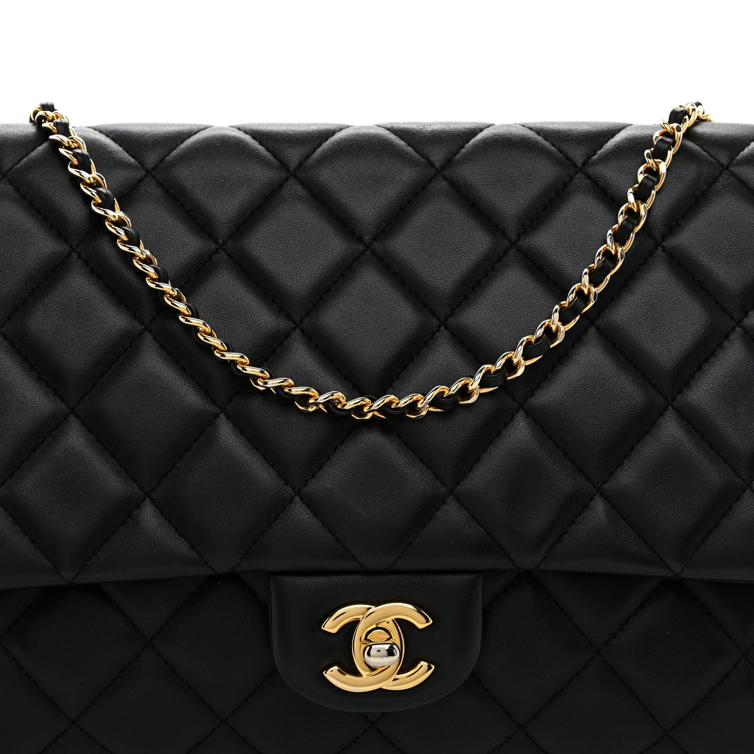 Chanel Lambskin Quilted Clutch With Chain Flap Black 8 of 10
