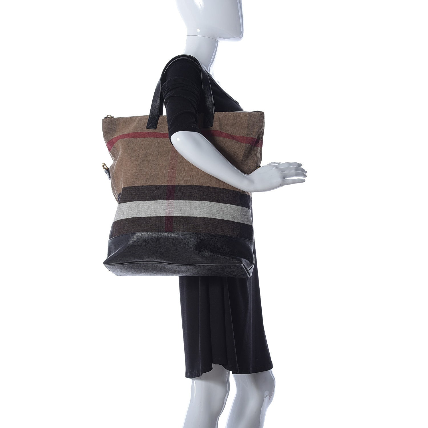 Burberry Grainy Calfskin Mega Check Armley Folding Messenger Black 3 of 9
