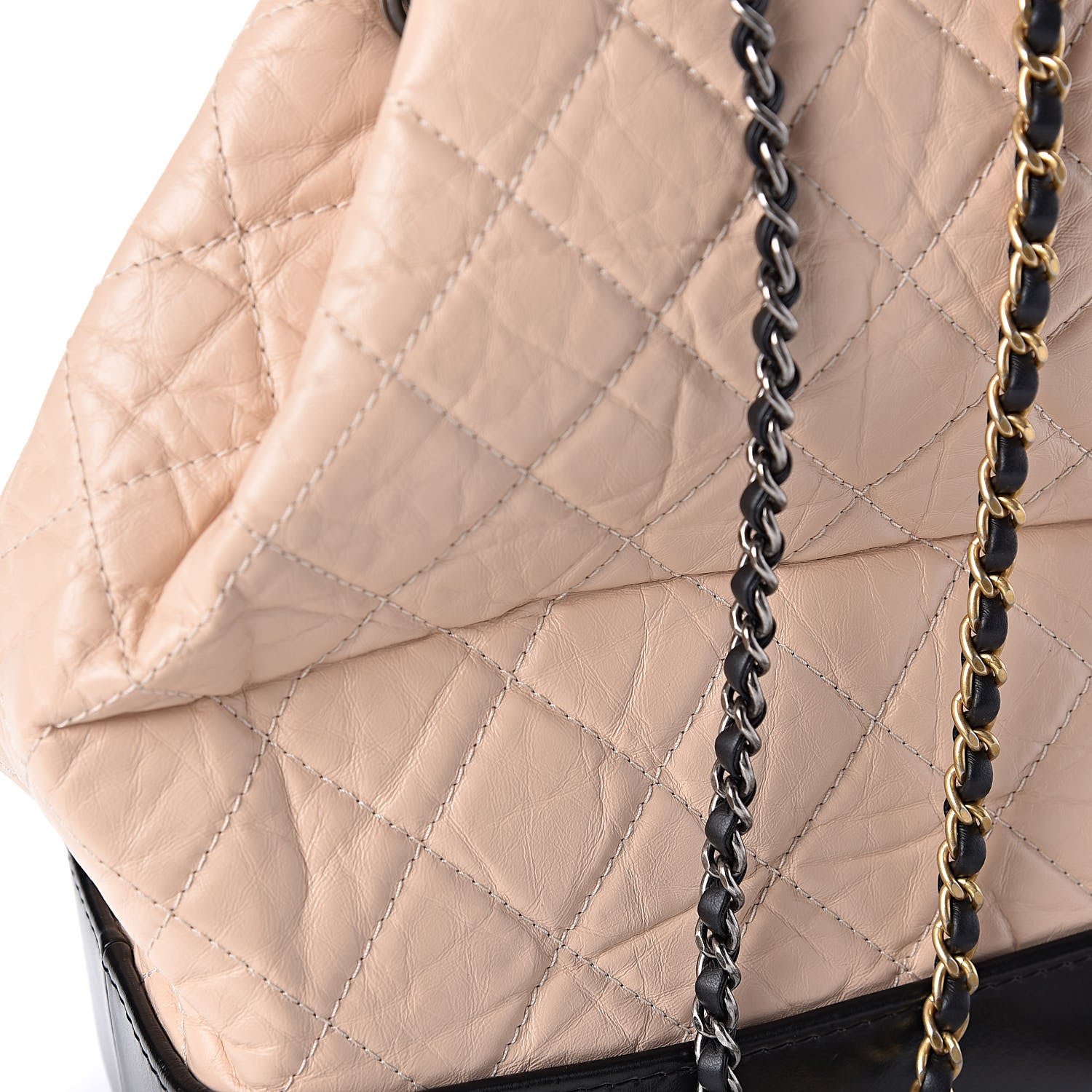 Chanel Aged Calfskin Quilted Gabrielle Backpack Beige Black 10 of 10