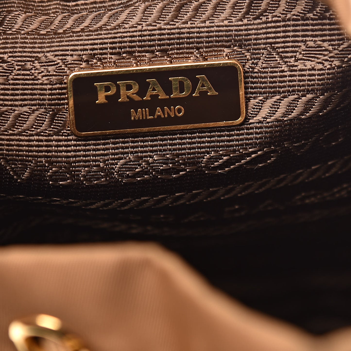 Saffiano Tessuto Nylon Bucket Wristlet Tabacco