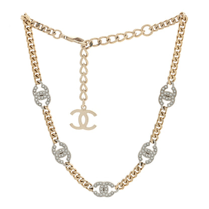 Chanel Crystal Chain CC Link Choker Gold Silver 2 of 5