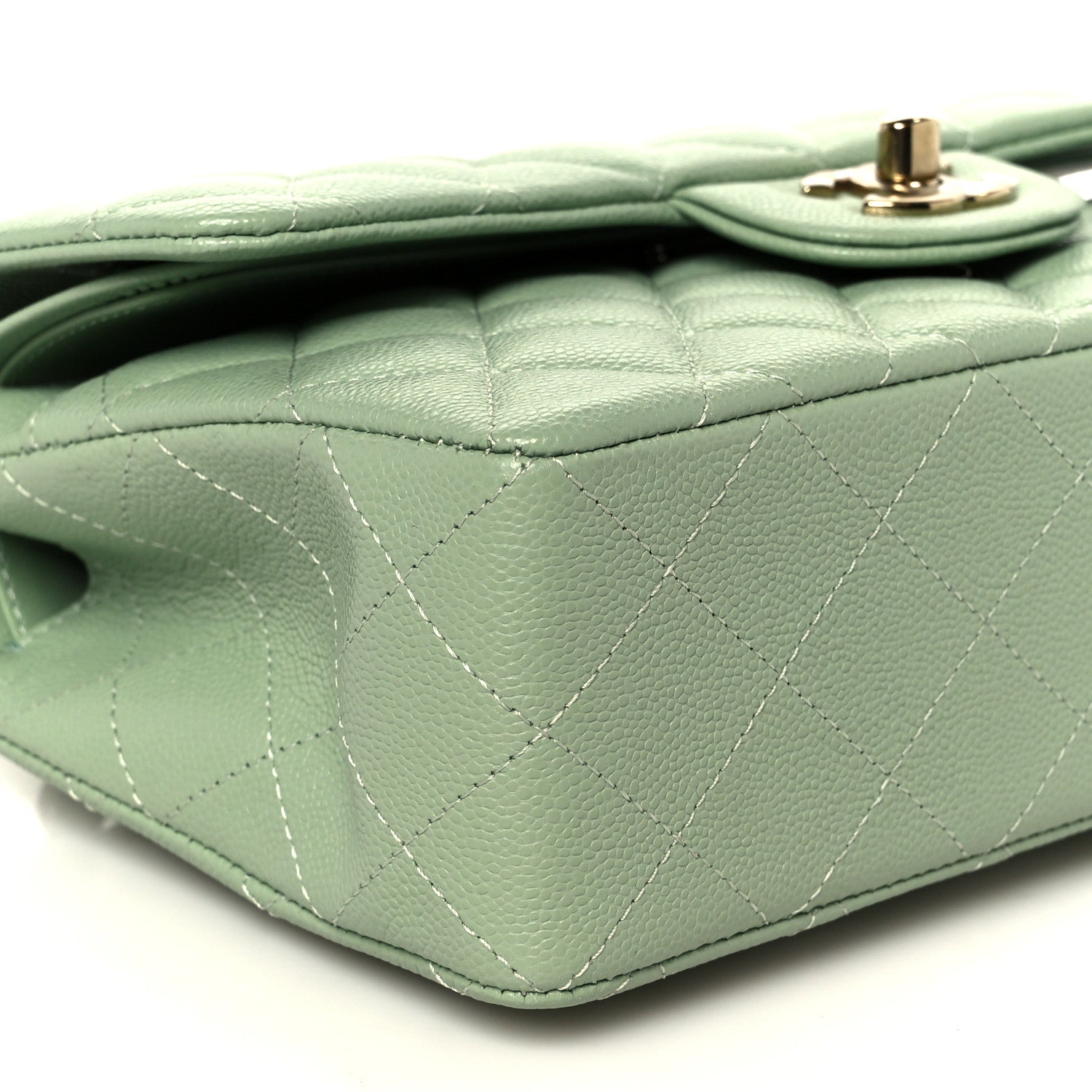 Chanel Caviar Quilted Small Double Flap Light Green 10 of 11