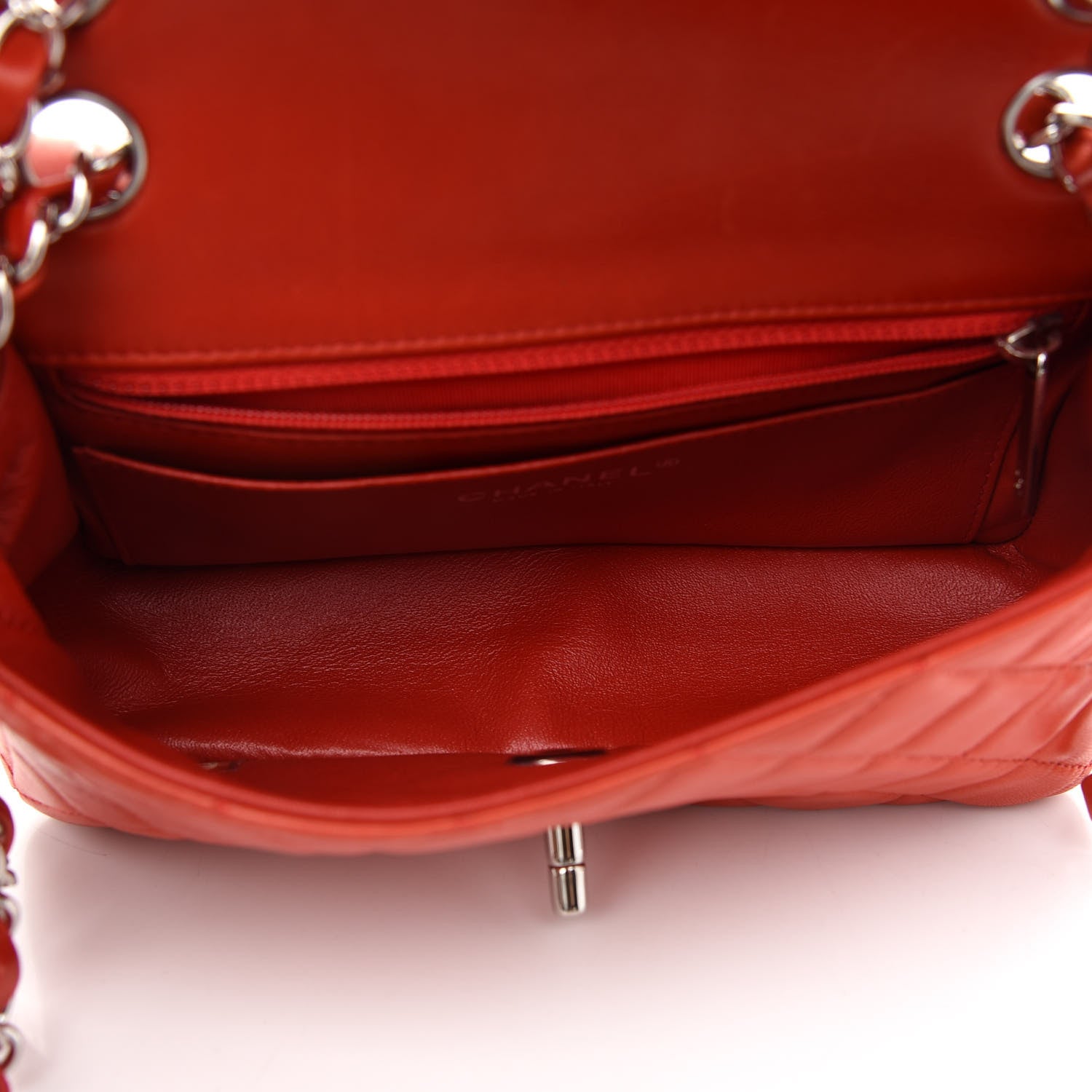 Chanel Lambskin Quilted Mini Rectangular Flap Red 5 of 9