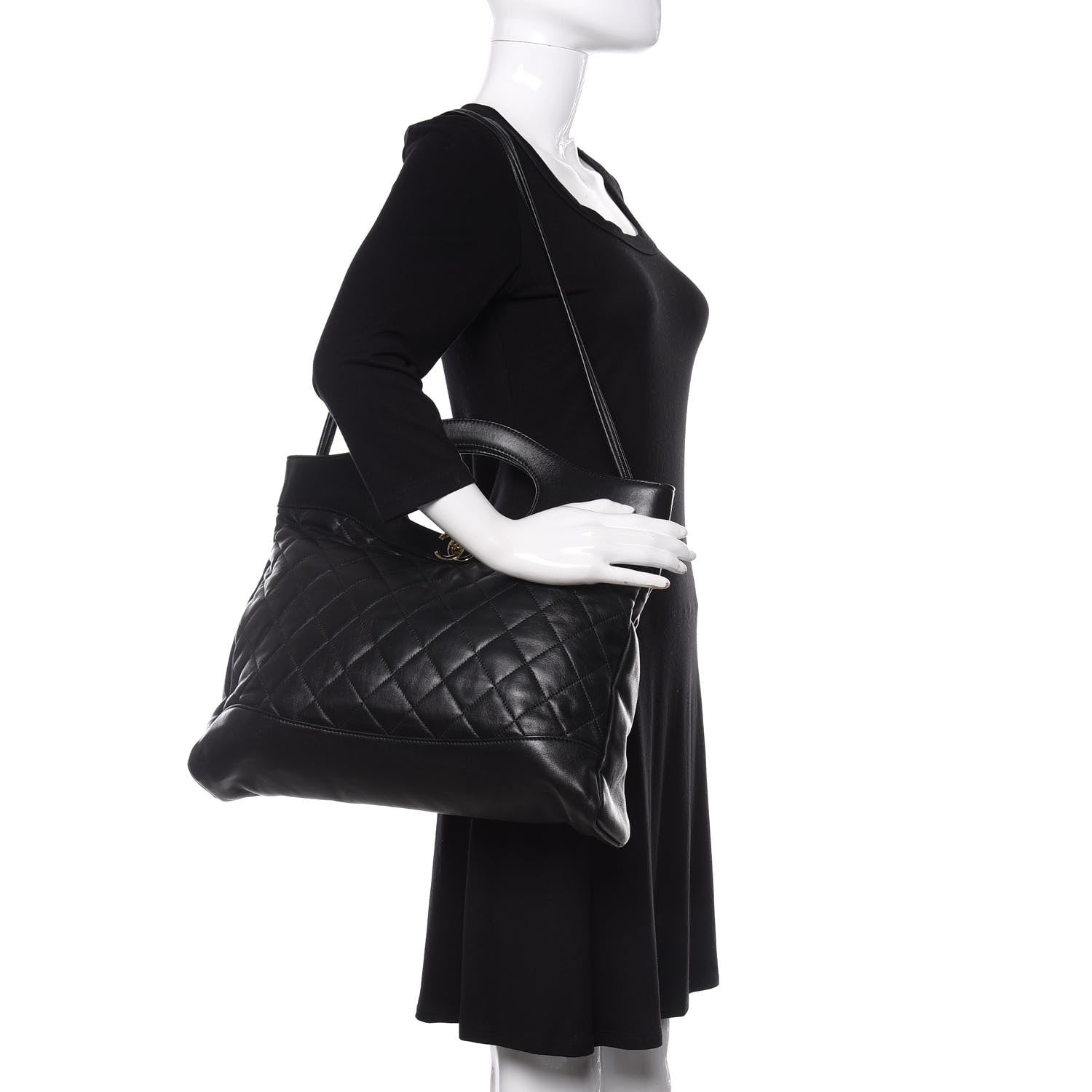 Chanel Lambskin Quilted Large 31 Shopping Bag Black 2 of 10