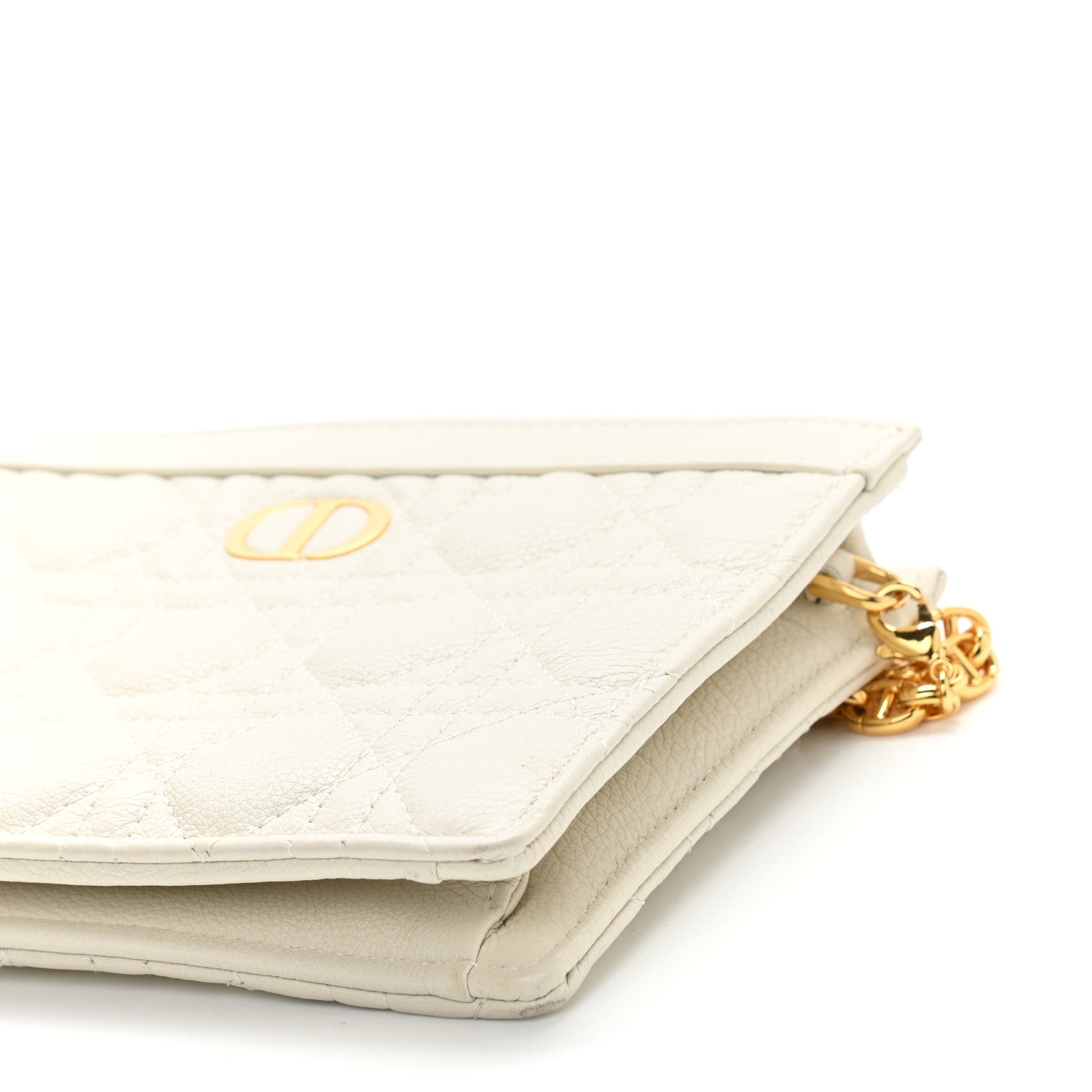 Christian Dior Calfskin Cannage Caro Zipped Pouch With Chain Latte 10 of 10