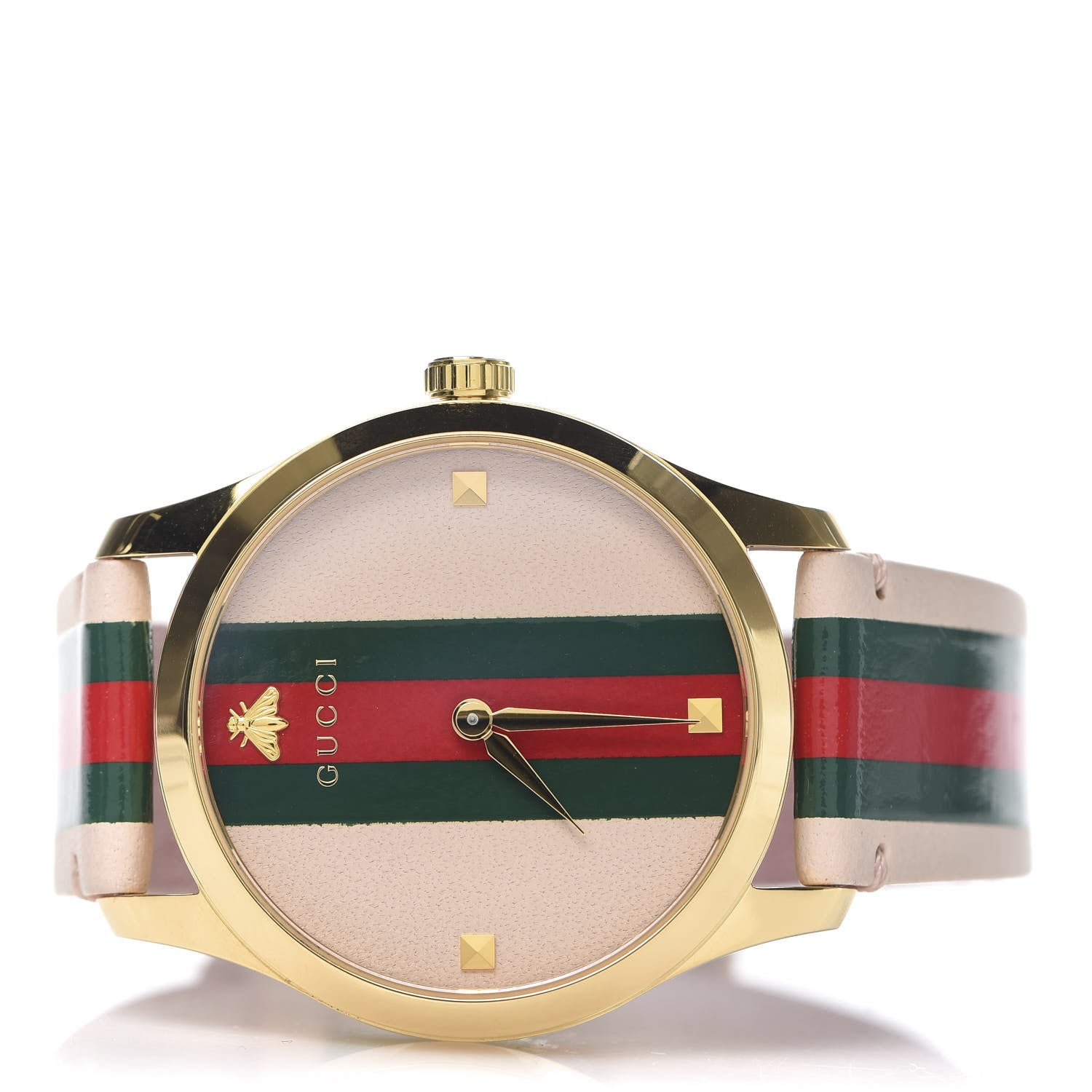 Gucci Stainless Steel Calfskin 38mm G-Timeless Stripe Web Quartz Watch Pink 3 of 6