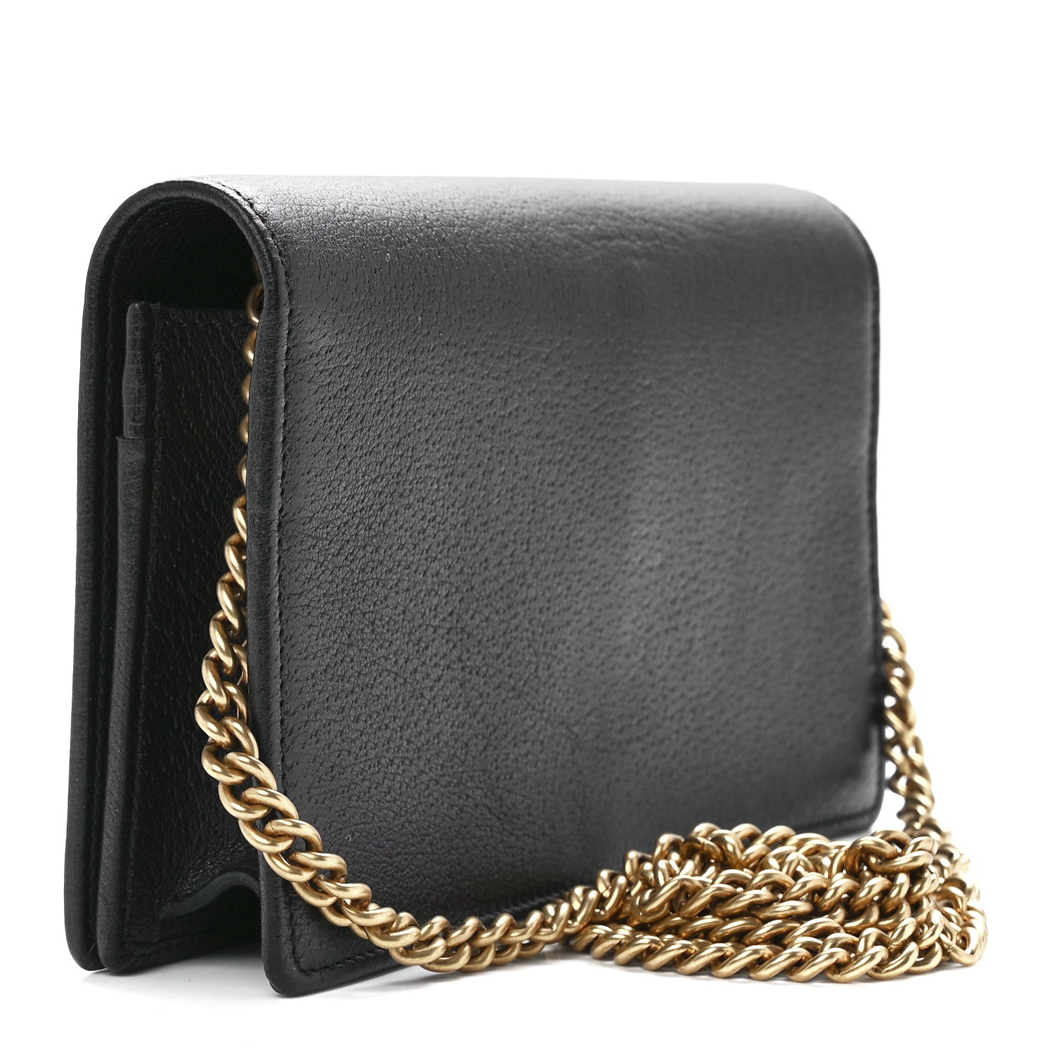 Gucci Calfskin Marquise Crystals Mini GG Chain Wallet Black 3 of 11