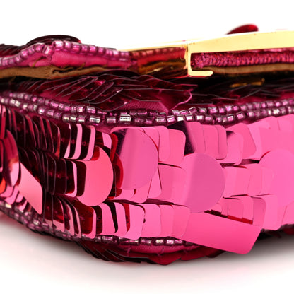 Fendi Sequin Paillettes Shiny Nappa Sex and the City Nano Maxi Buckle Baguette Charm Ciclamino Pilar 10 of 11