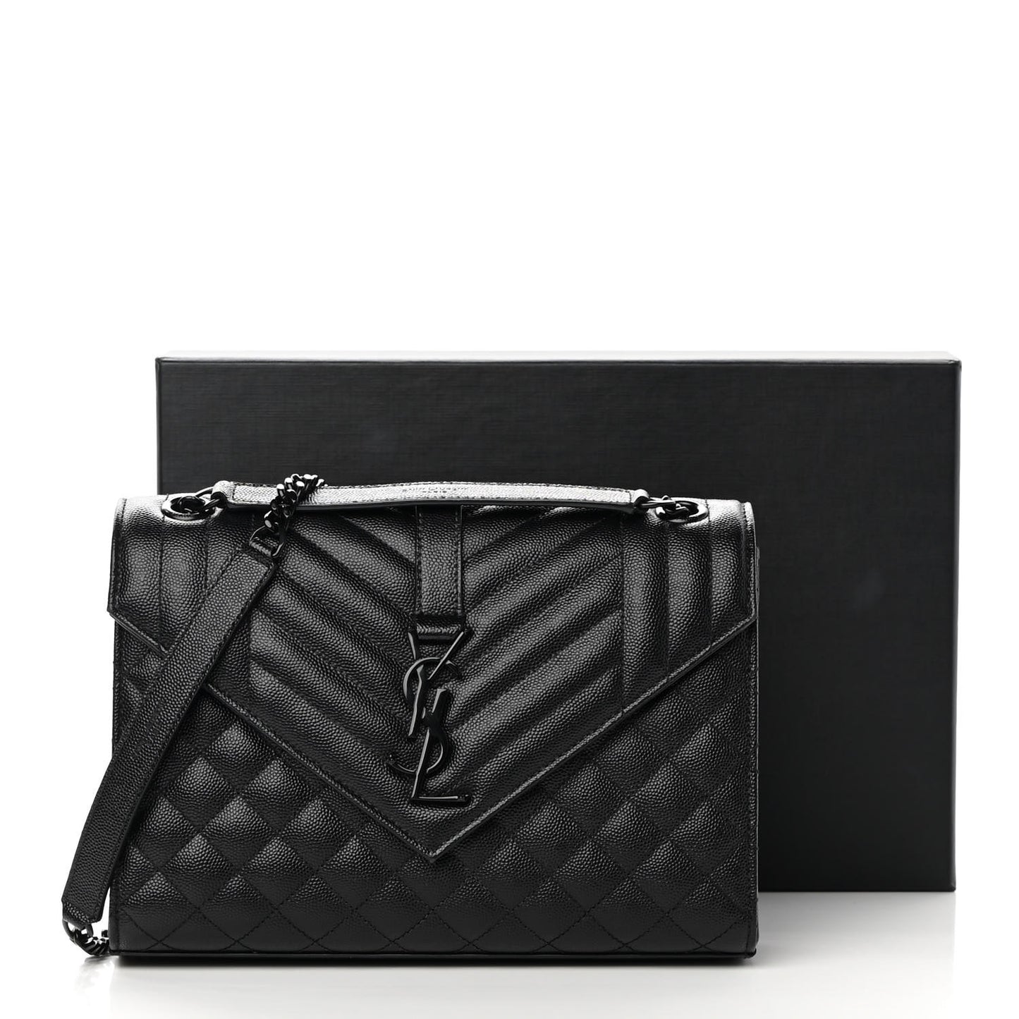 Grain De Poudre Textured Mixed Matelasse Triquilt Medium Monogram Satchel Black