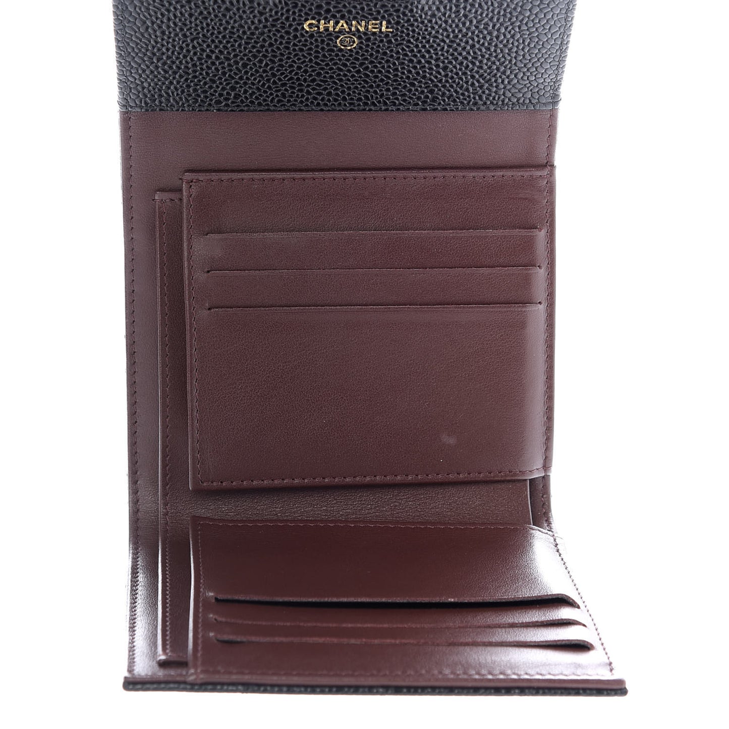 Caviar Quilted Compact Flap Wallet Black