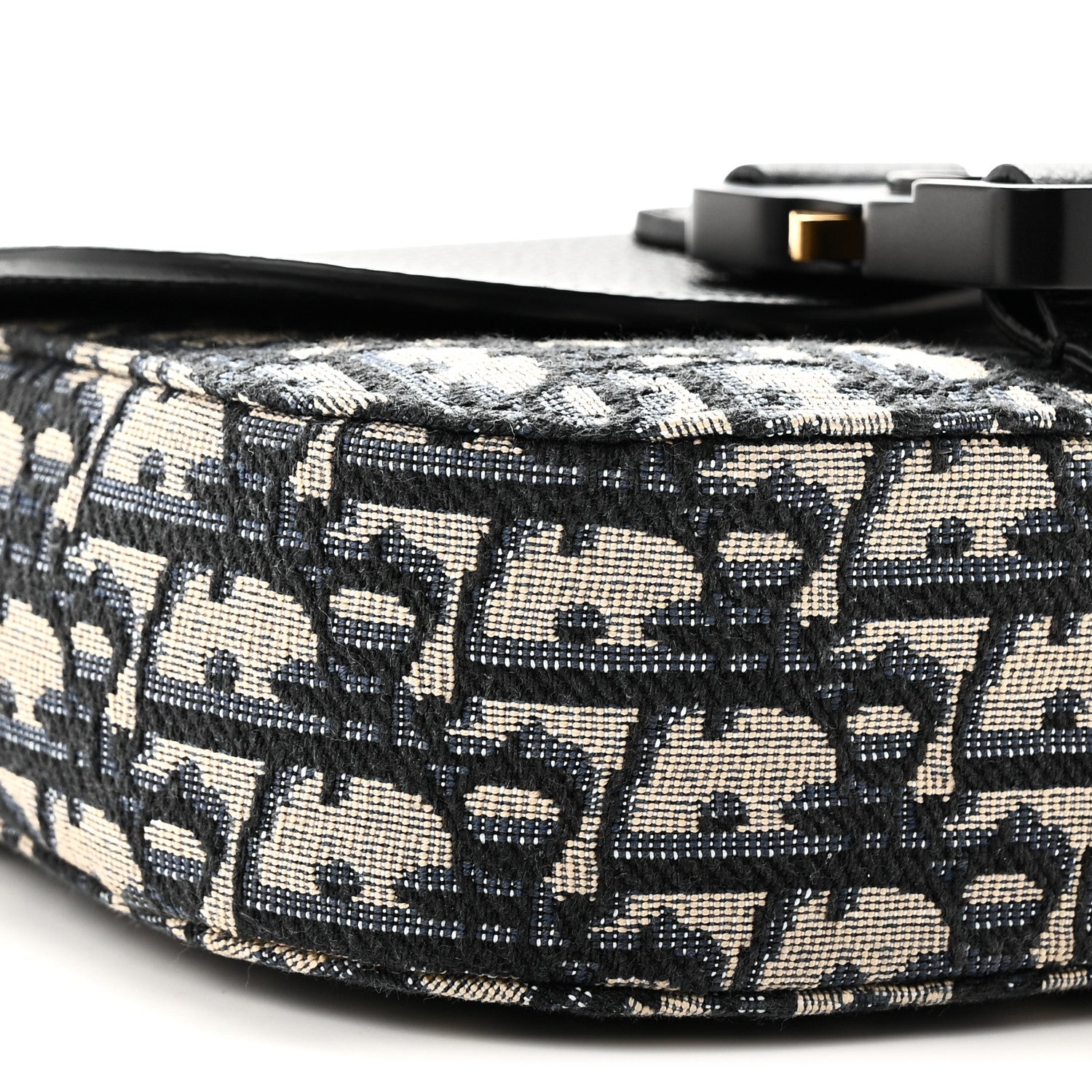 Christian Dior Grained Calfskin Oblique Mini Saddle Messenger Bag With Flap Beige Black 9 of 10