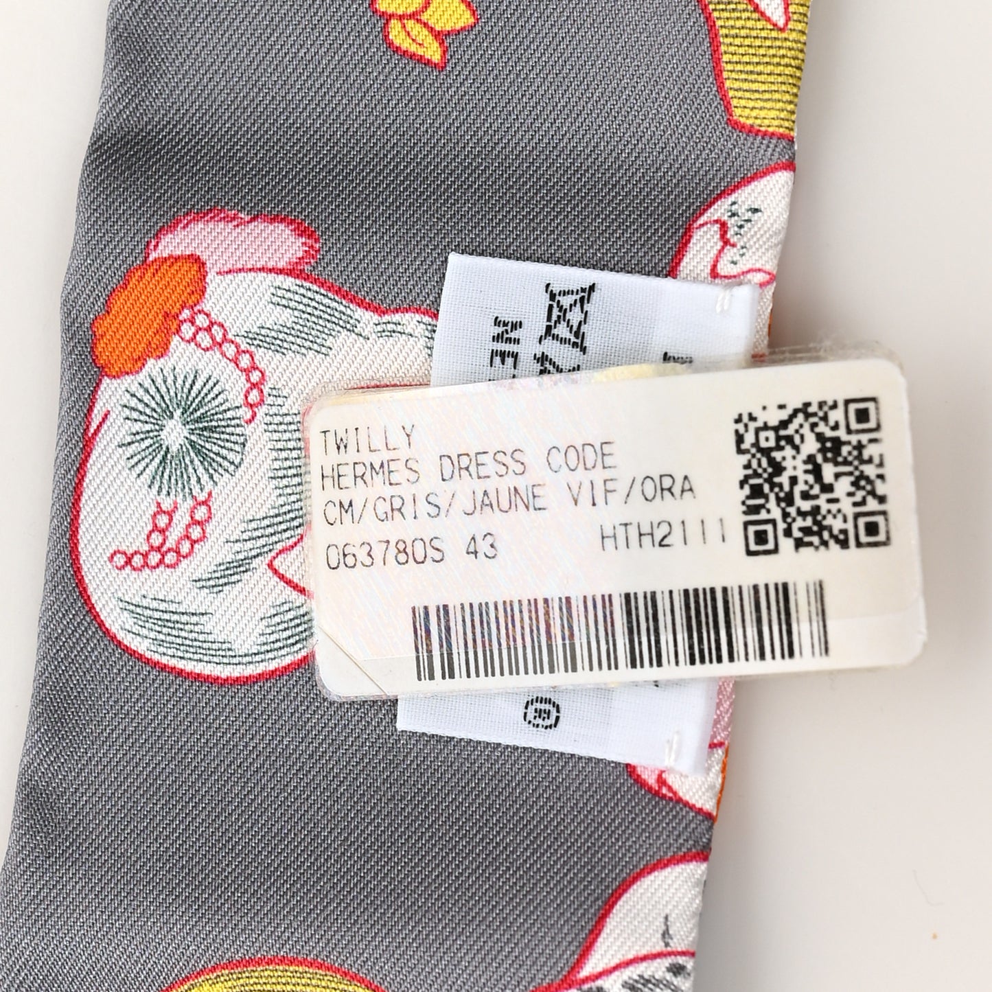 Silk Dress Code Twilly Gris Jaune Vif Orange