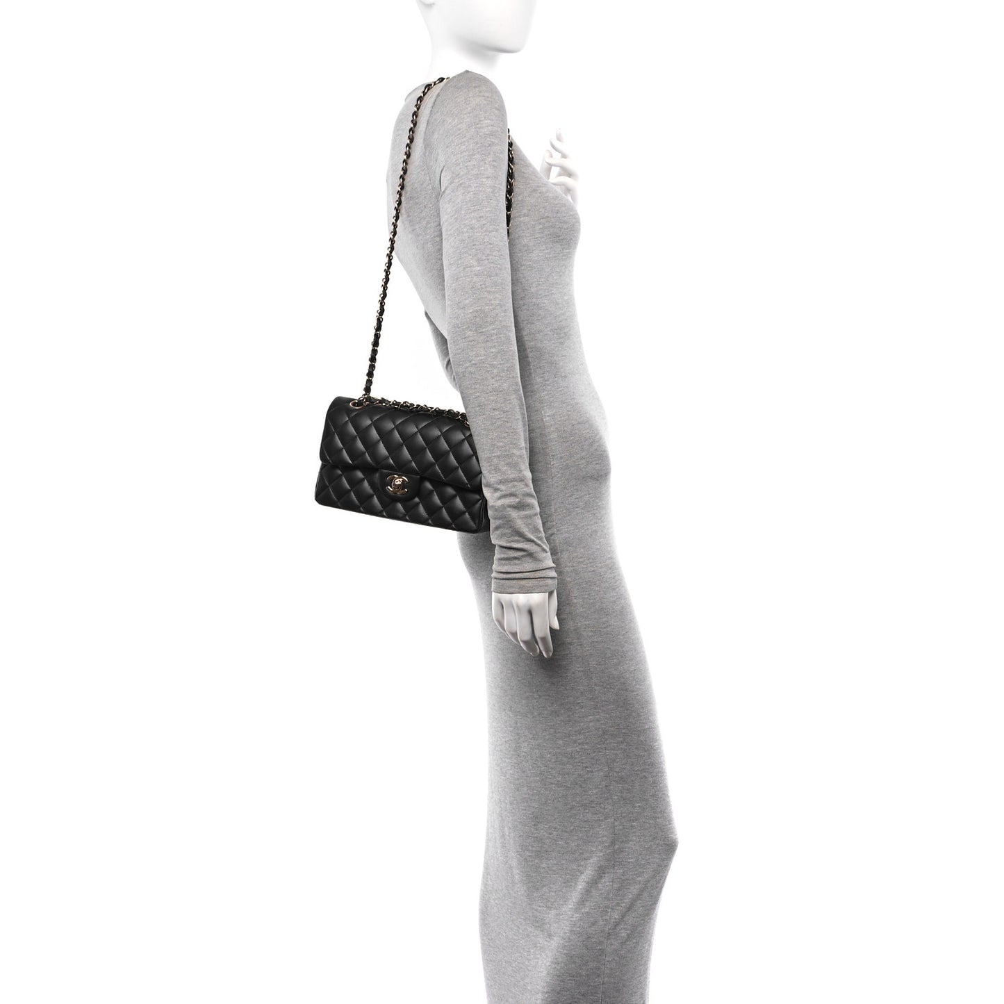 Lambskin Quilted Small Double Flap Black