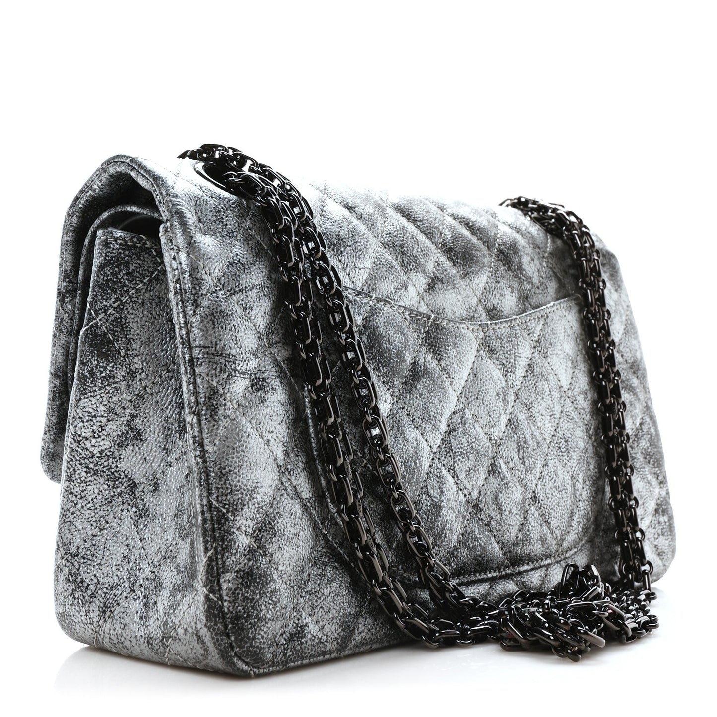 Metallic Caviar Quilted 2.55 Reissue 225 Flap Silver Black