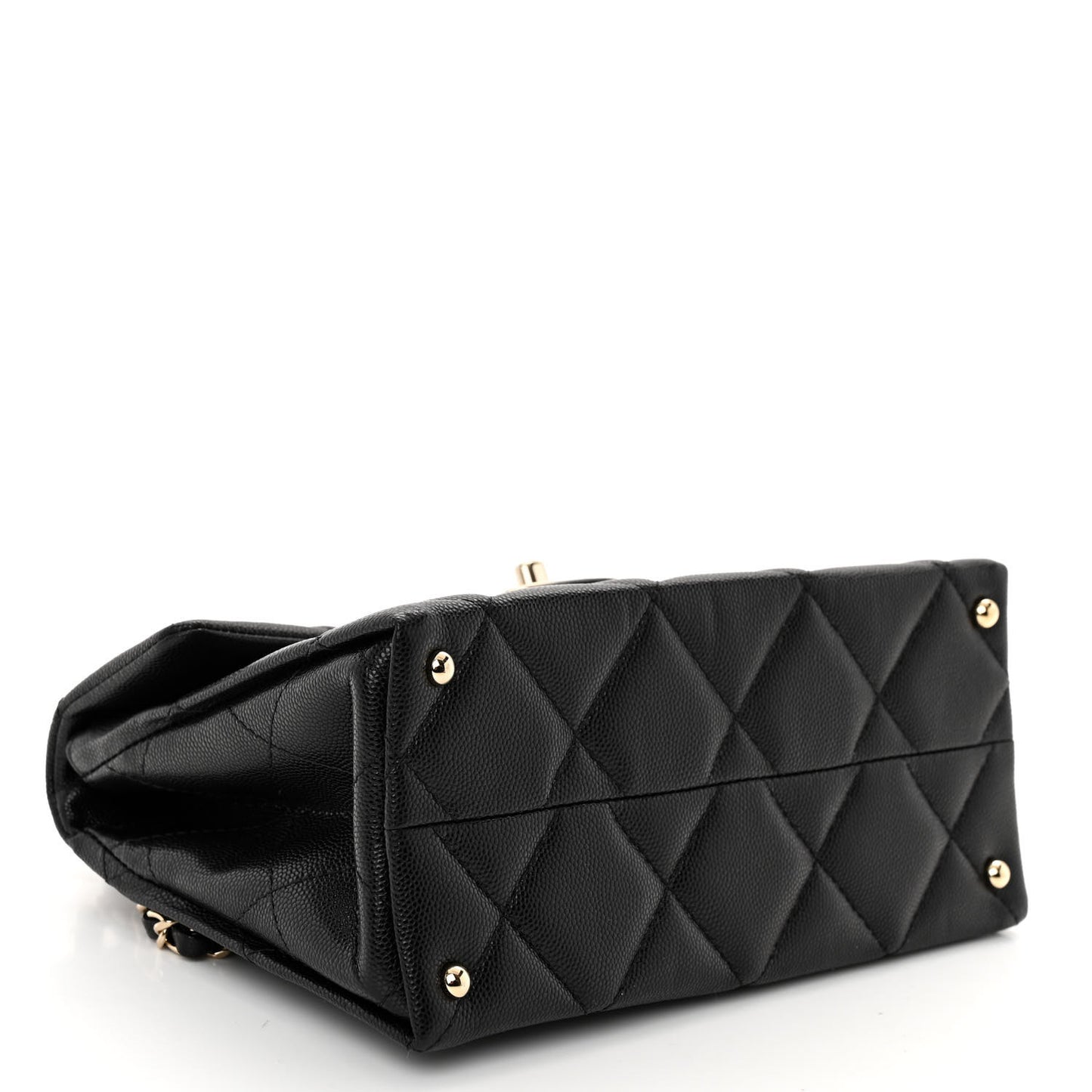Caviar Quilted Mini Retro Twist Top Handle Flap Black