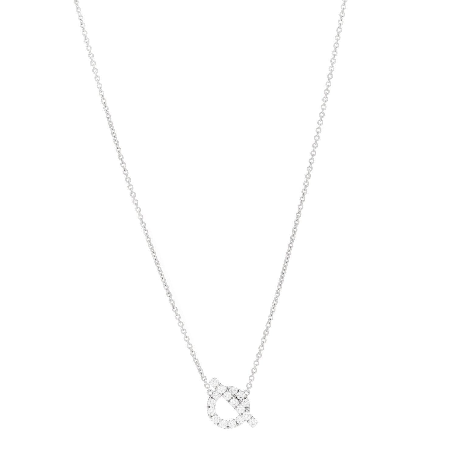 Hermes 18K White Gold Diamond Finesse Pendant Necklace 1 of 4