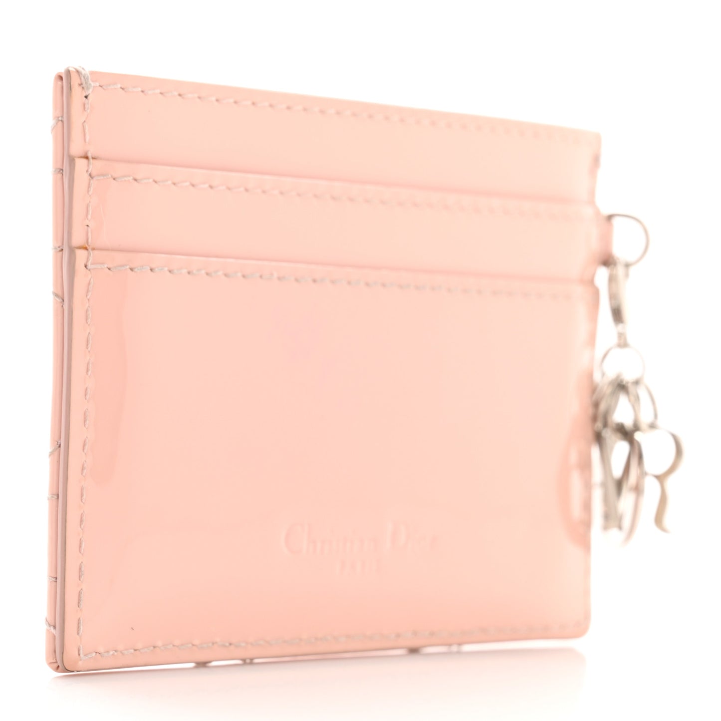 Patent Cannage Lady Dior Card Holder Rose Clair