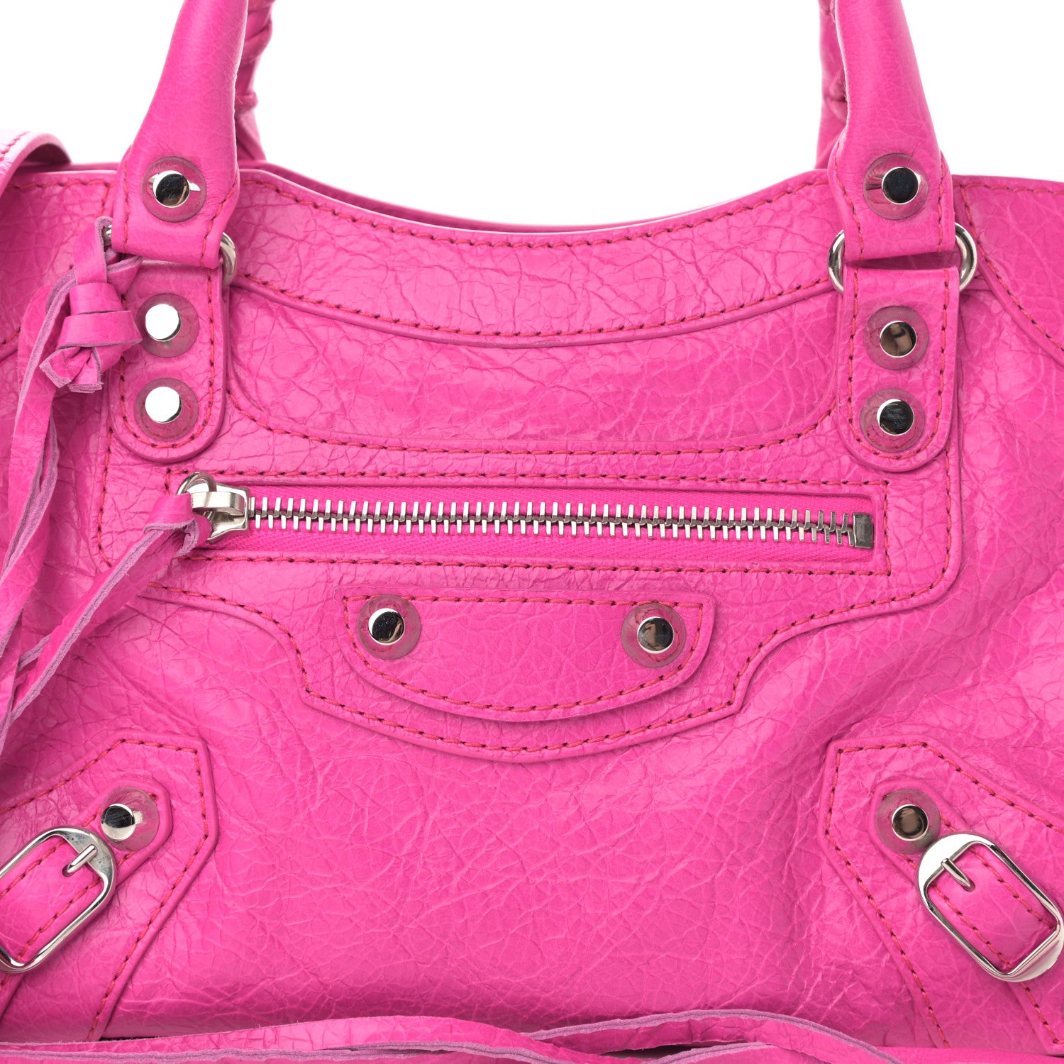 Balenciaga Agneau Classic Silver Hardware Mini City Fuchsia 8 of 11